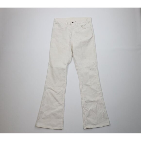 Vtg 50s 60s Levis Big E Mens 30x33 Knit Flared Wide Leg Chino Pants White USA - Picture 1 of 16
